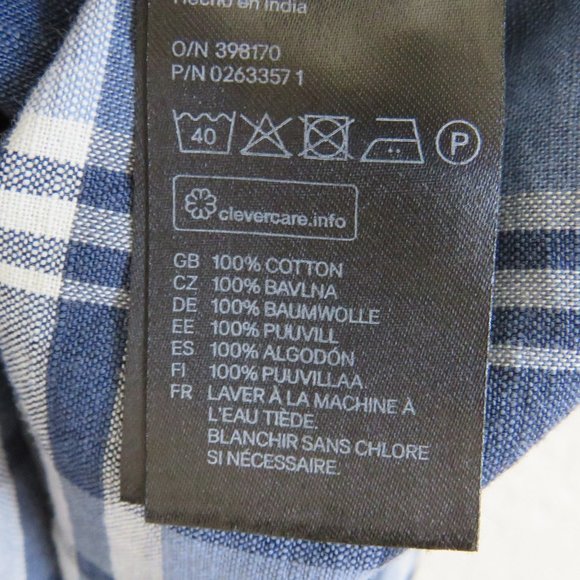 H&M* Men's Short Sleeve Snap Pearl Curved Hem Double‎ Chest Pocket Shirt~ Large - Picture 7 of 13